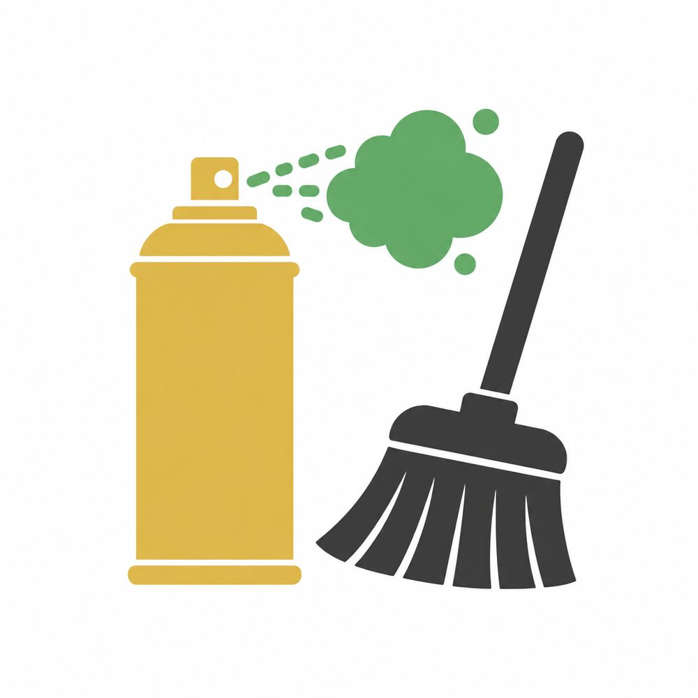 Spray can and a brush